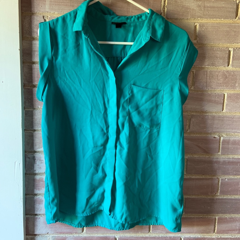 Blue button down tank top